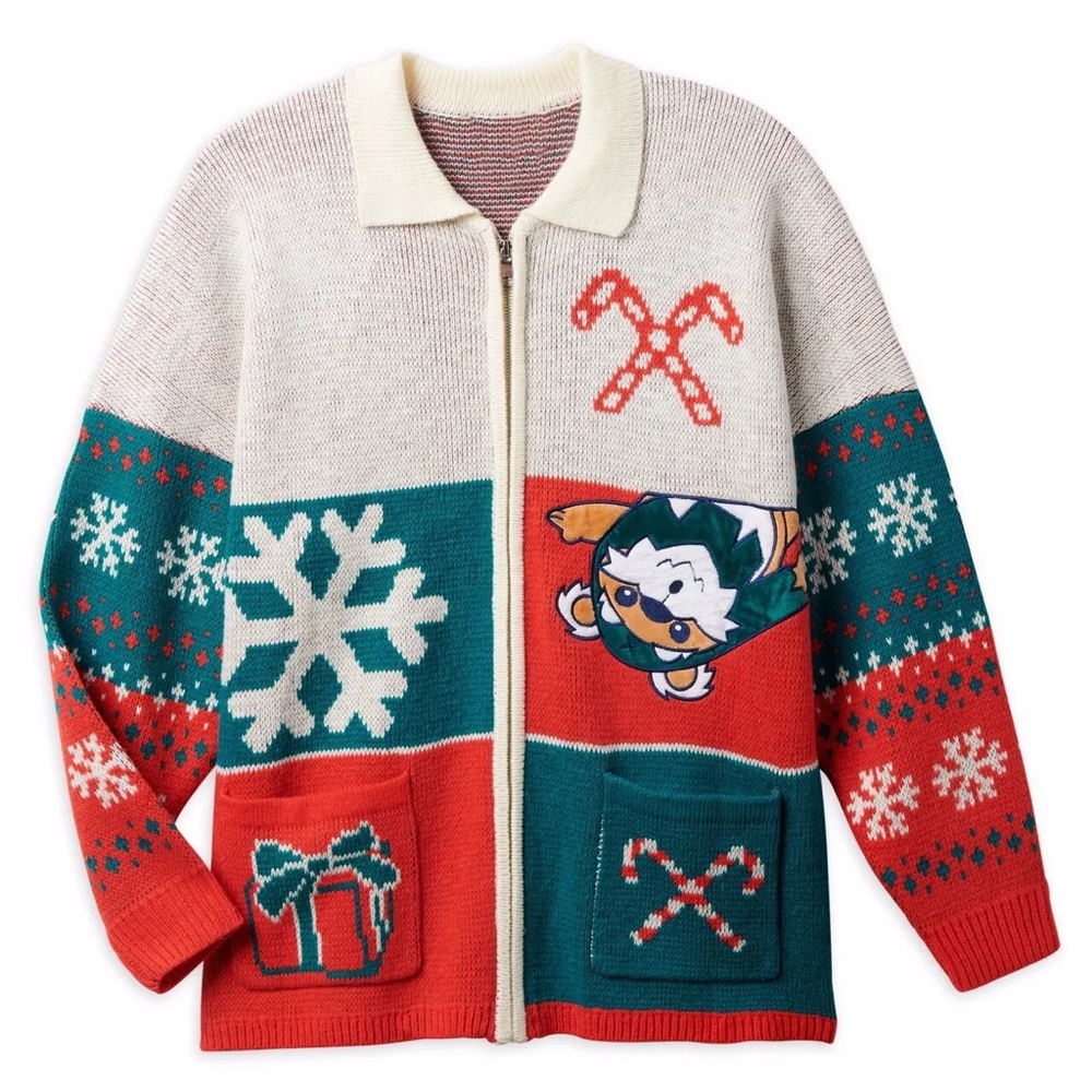 Disney Parks Holiday Christmas Ewok Star Wars Spirit Jersey Zip up Cardigan NWT